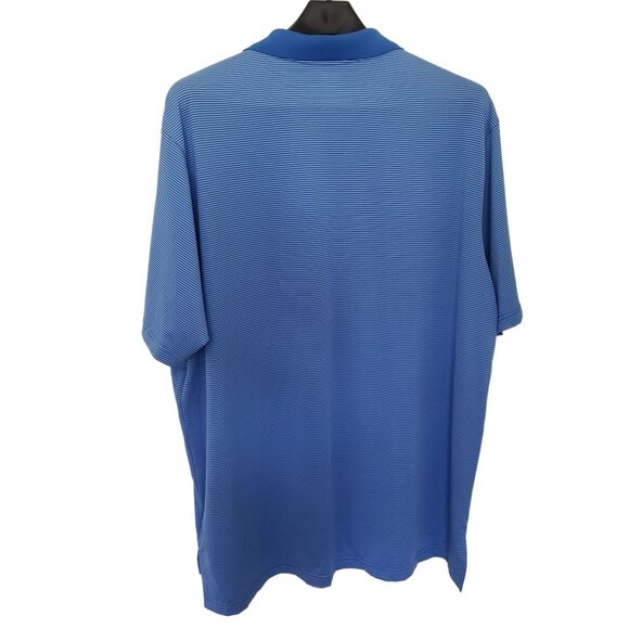 Adidas ClimaLite Golf Polo Shirt Stampede Green Canyon 2XL Blue Stripe - Picture 2 of 6